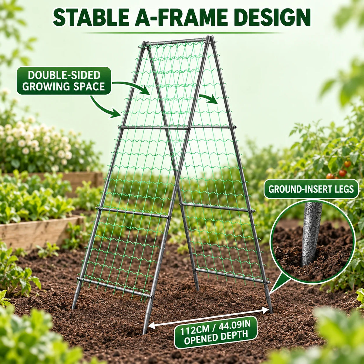 Metal Garden Trellis With Nylon Netting for Climbing Plants