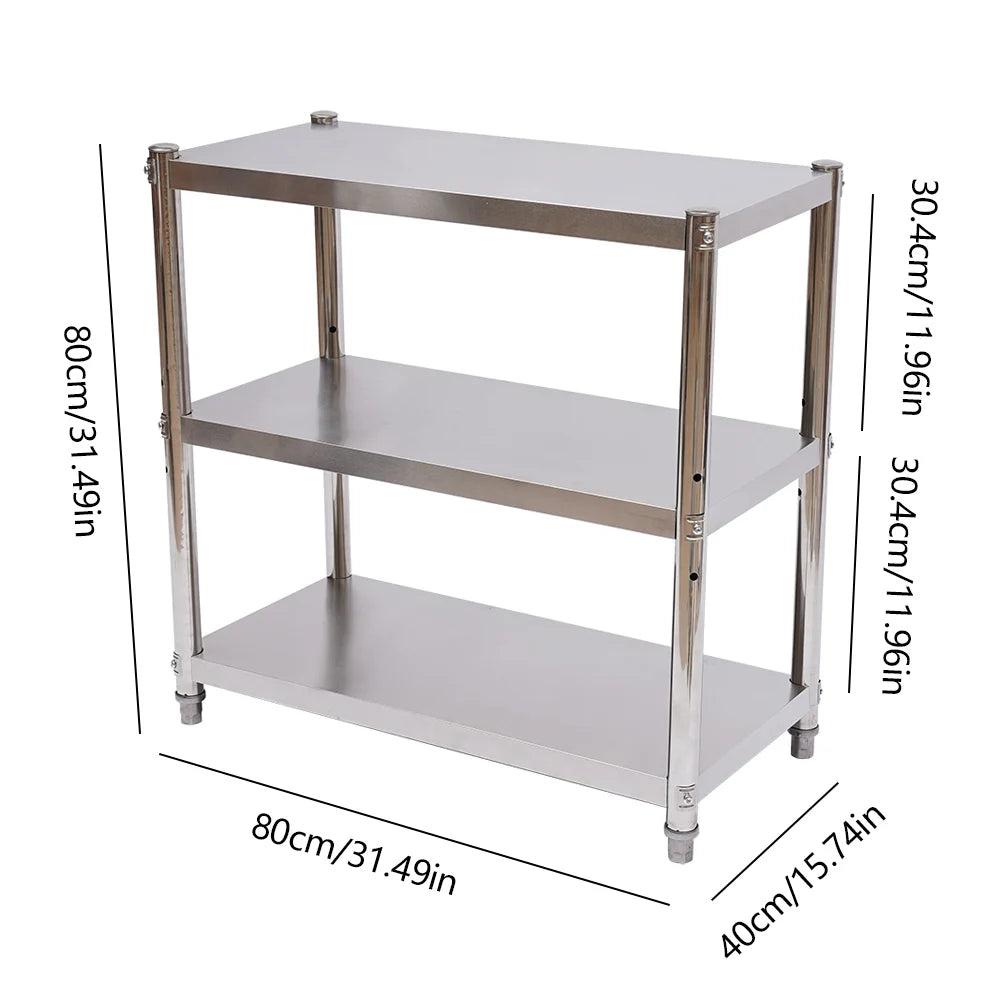 Heavy Duty Stainless Steel Three Tier Storage Rack For Kitchen