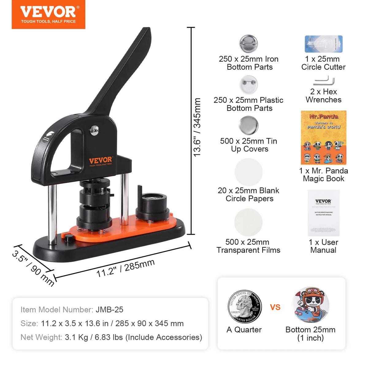 SucceBuy Button Maker Kit Ergonomic Arc Handle