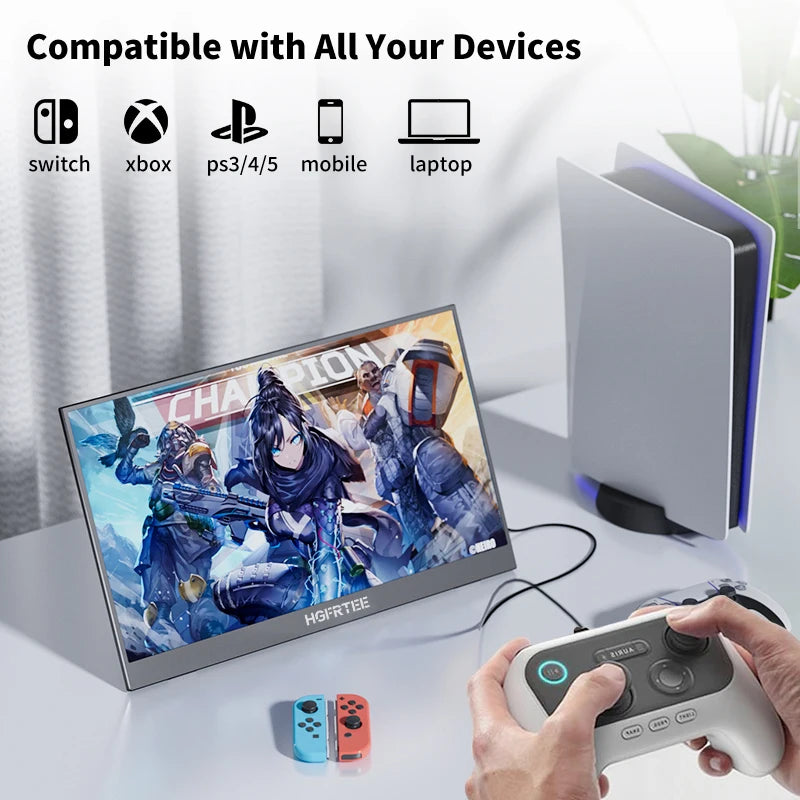 HGFRTEE Portable Monitor For External Laptop Display With Speakers
