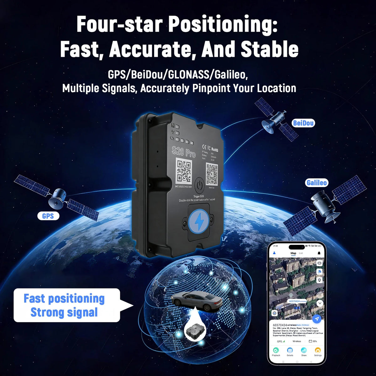 Wireless Magnetic 4G GPS Vehicle Tracker With App Control