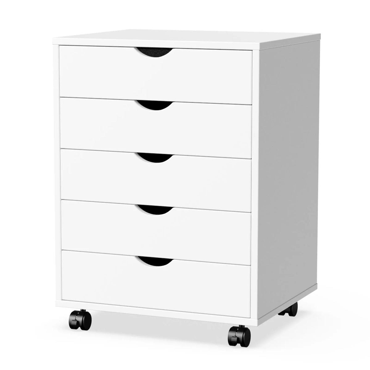 JHK Wood Nightstand With 5 Drawers, Waterproof Surface, Mobile Bedside Table