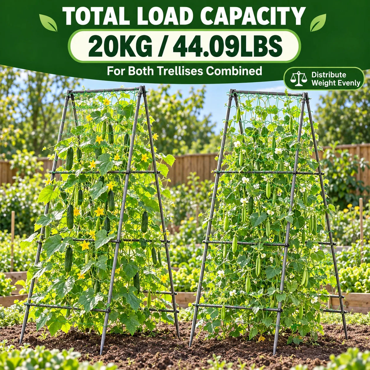 Metal Garden Trellis With Nylon Netting for Climbing Plants