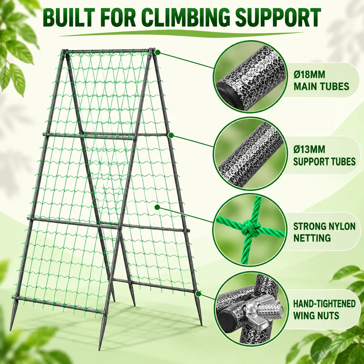 Metal Garden Trellis With Nylon Netting for Climbing Plants