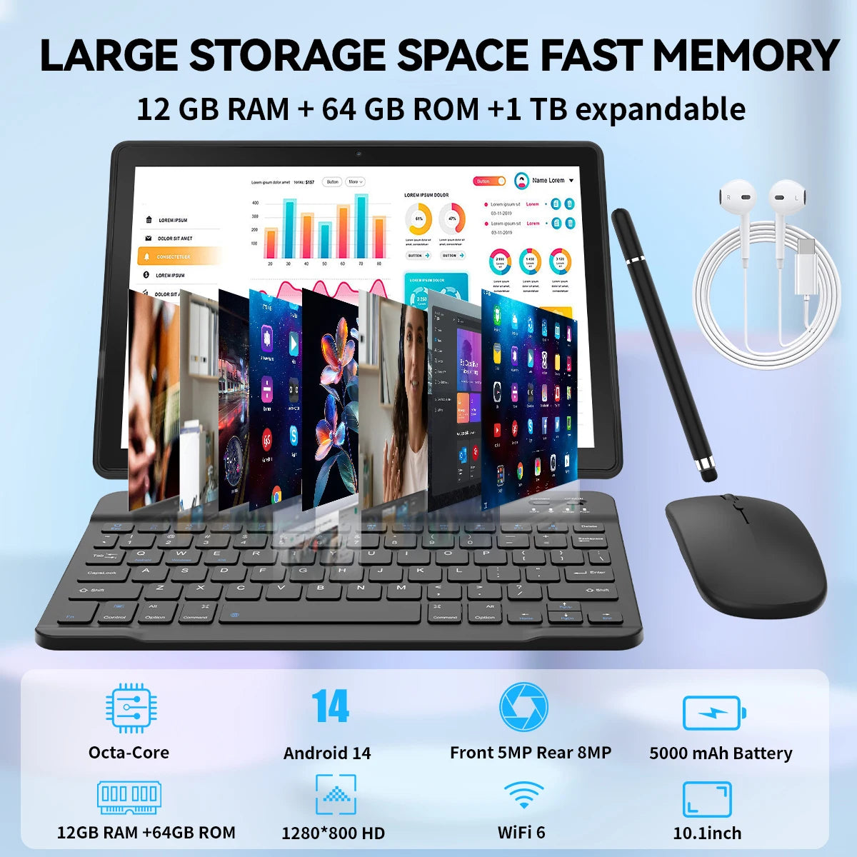 Aeezo Android 14 Tablet Featuring Hd Display And Face Unlock