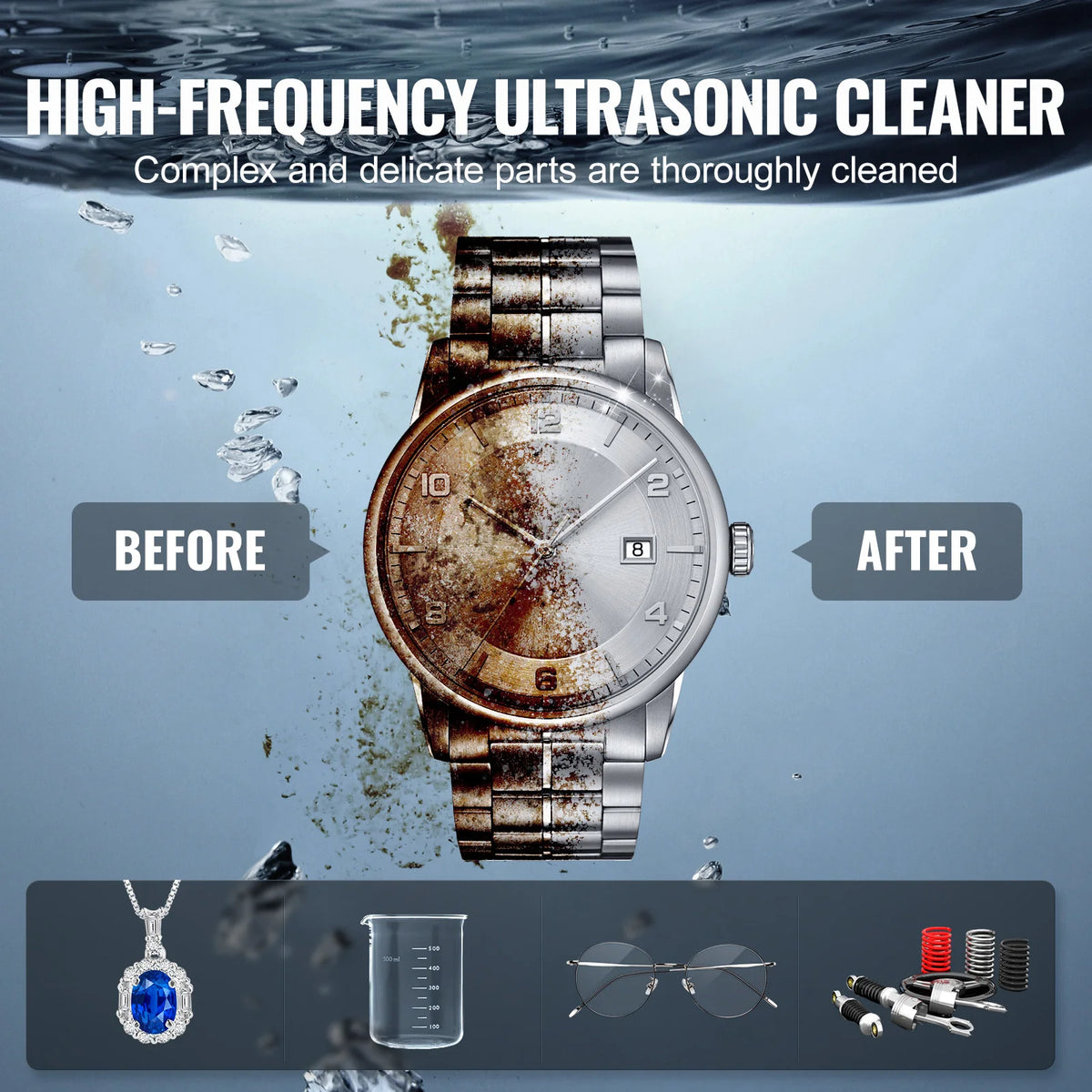 SucceBuy Portable Ultrasonic Cleaner For Dishes And Household Cleaning