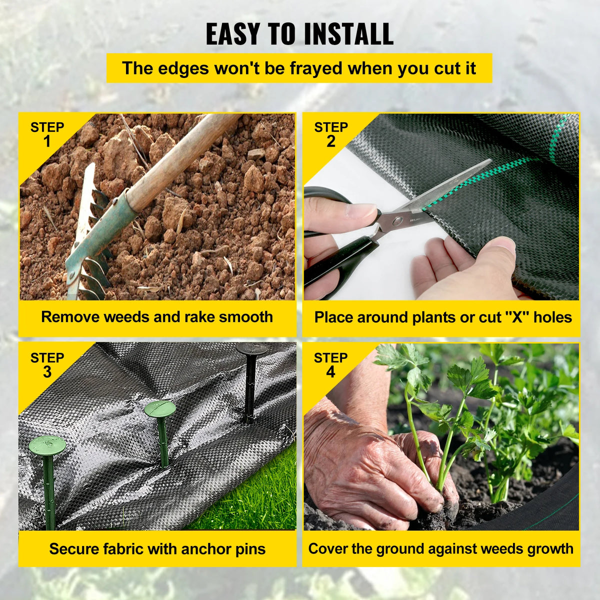 SucceBuy Heavy Duty Woven Landscape Fabric Weed Barrier Ground Cover