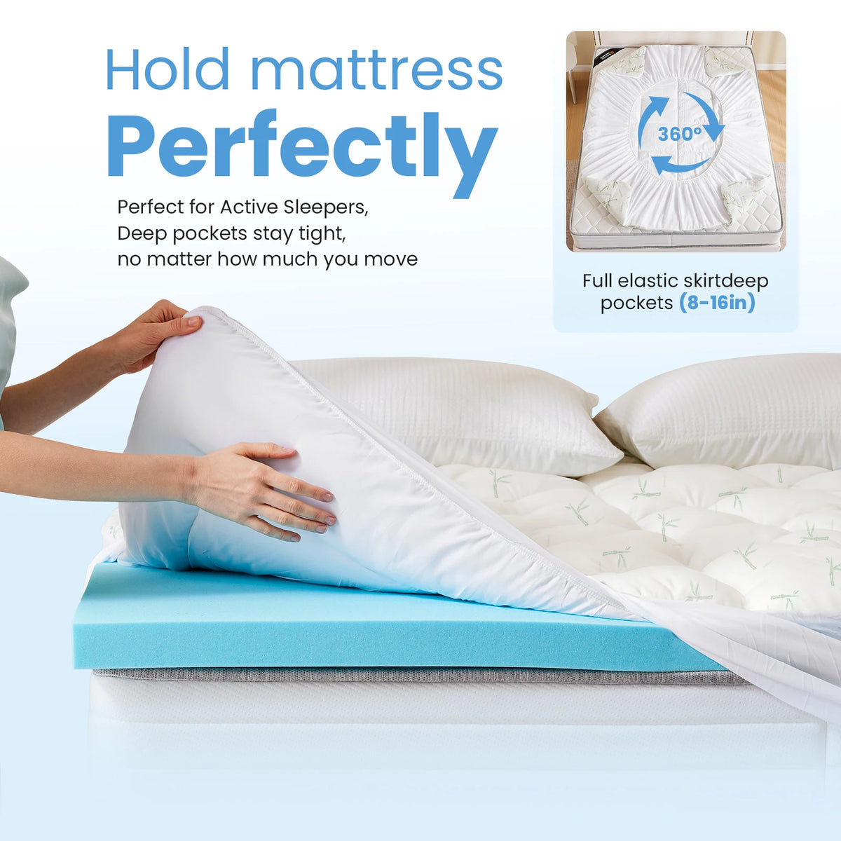 JHK Dual Layer Gel Memory Foam Mattress Topper Cooling