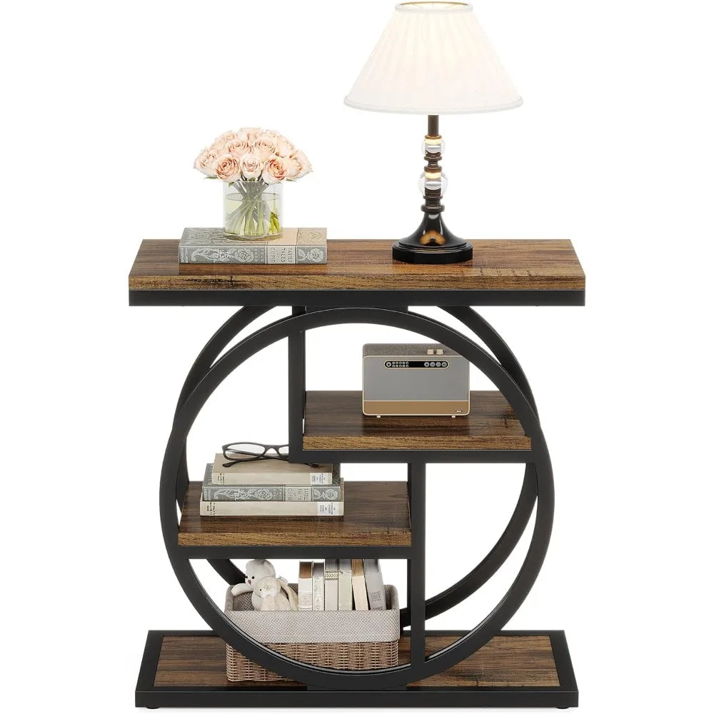 End Table Living Room 4 Tier Narrow Side Table Storage