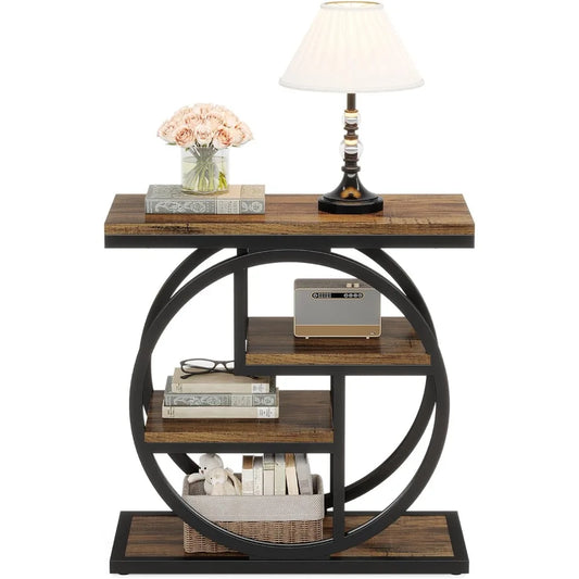 End Table Living Room 4 Tier Narrow Side Table Storage