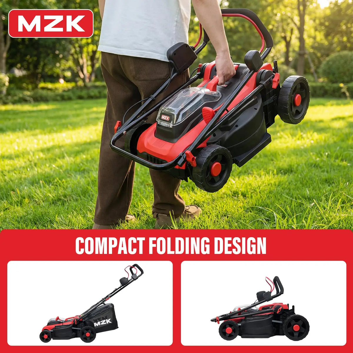 MZK 40V Brushless Cordless Lawn Mower With Mulching And Charger