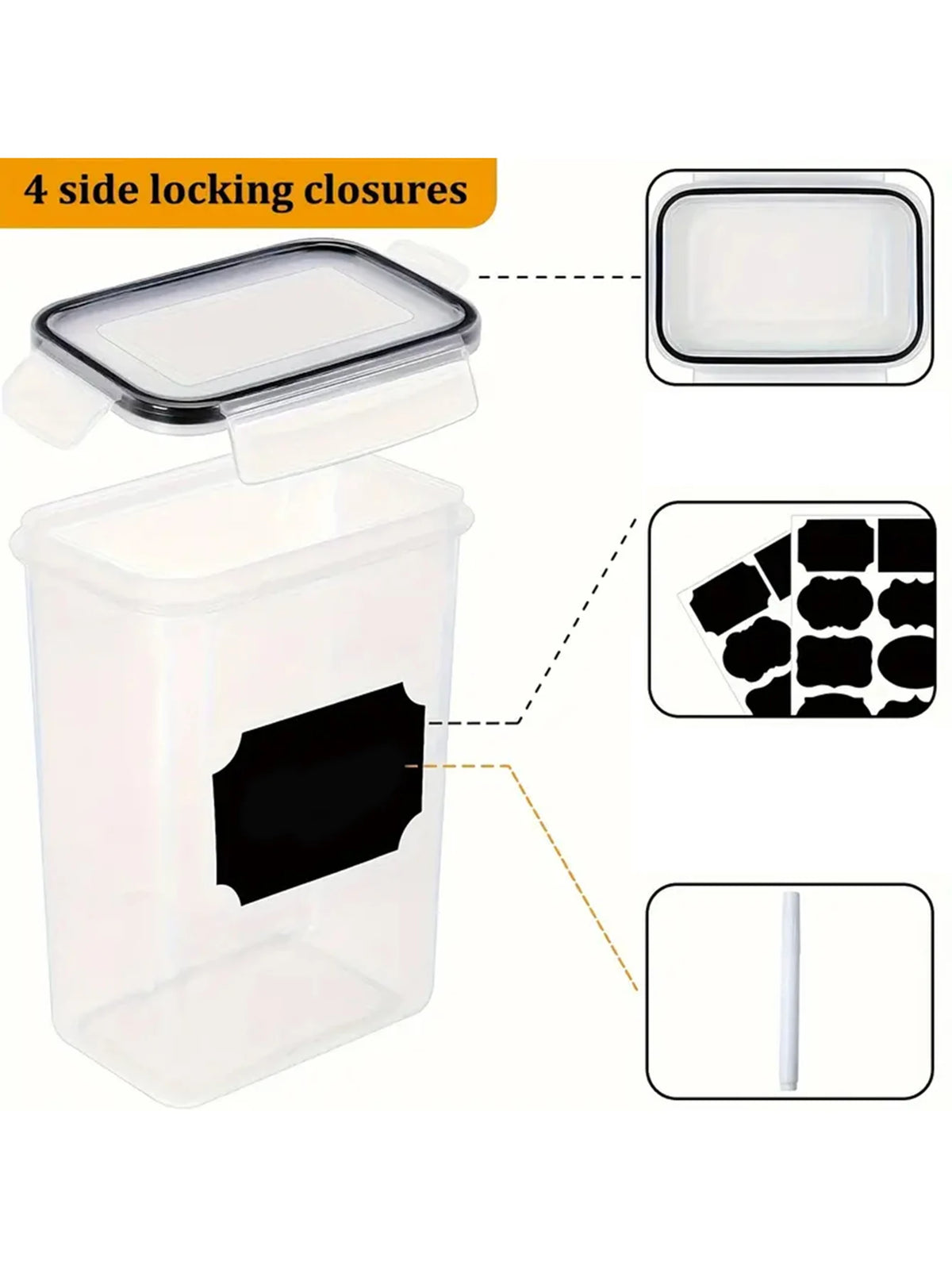 Airtight Food Storage Containers With Labels For Kitchen Spices And Grain