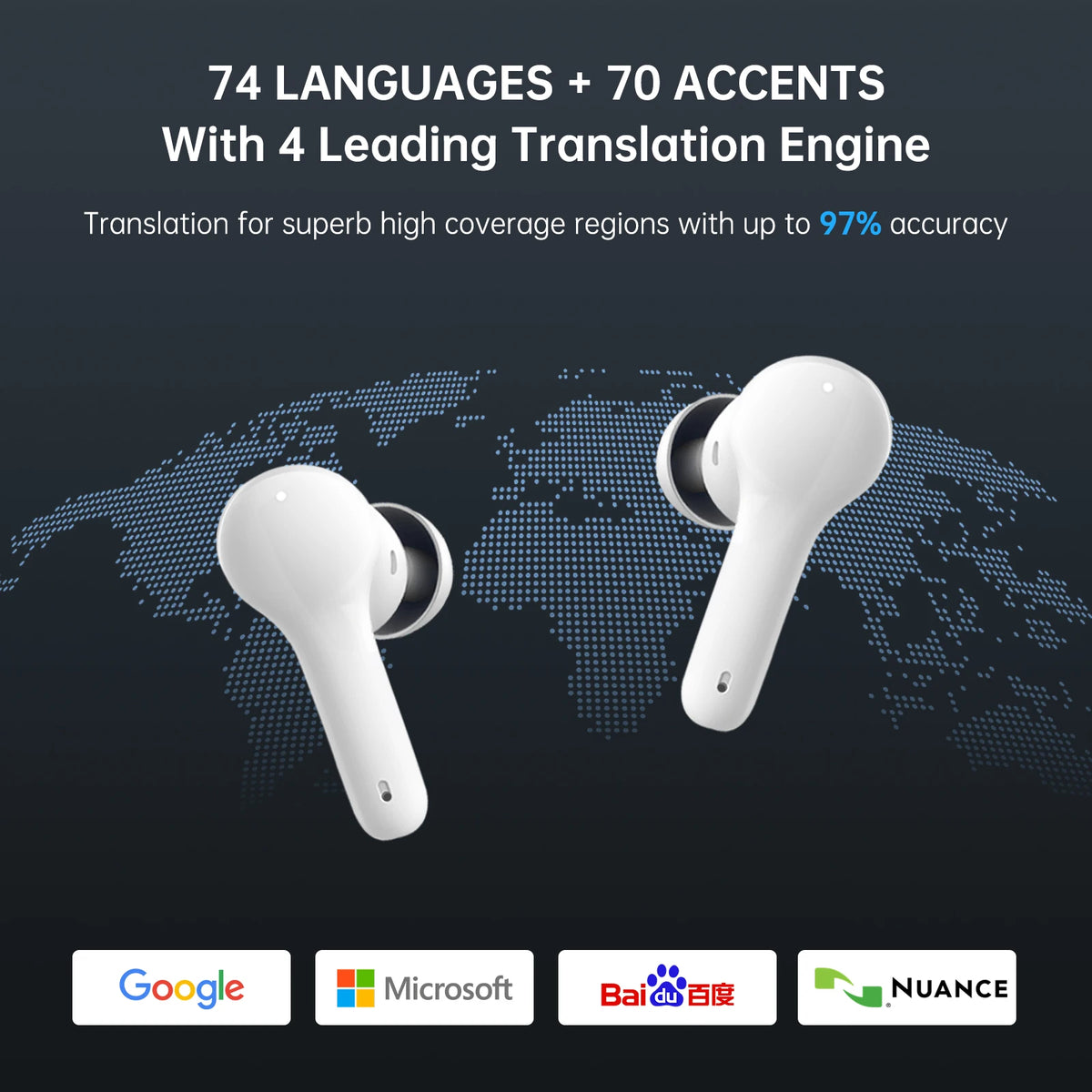 Wooask M6 Translator Earbuds For Instant Multilingual Voice Conversion