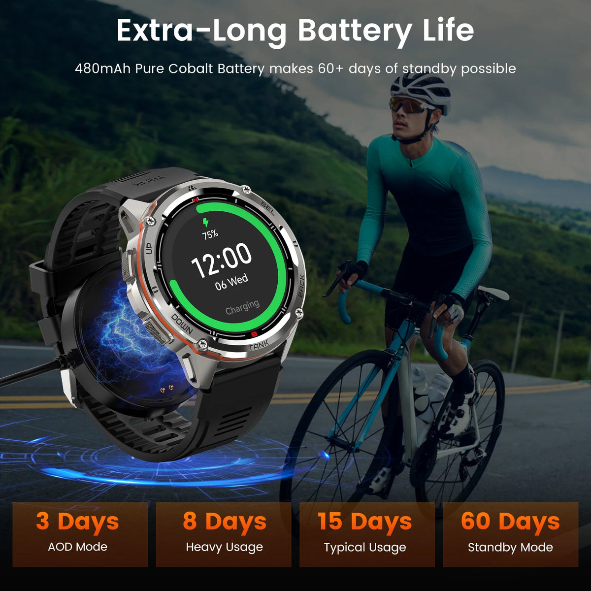 KOSPET TANK T3 Ultra GPS Smartwatch Rugged AMOLED Fitness Watch
