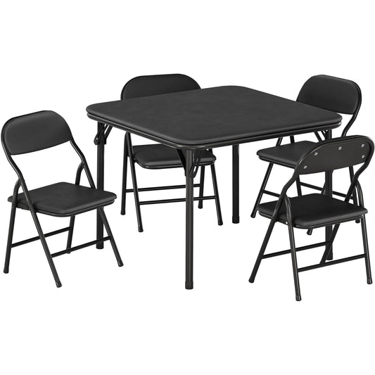 Twister.Ck 5 Piece Kids Folding Table And Chairs Set With Upholstered Chairs