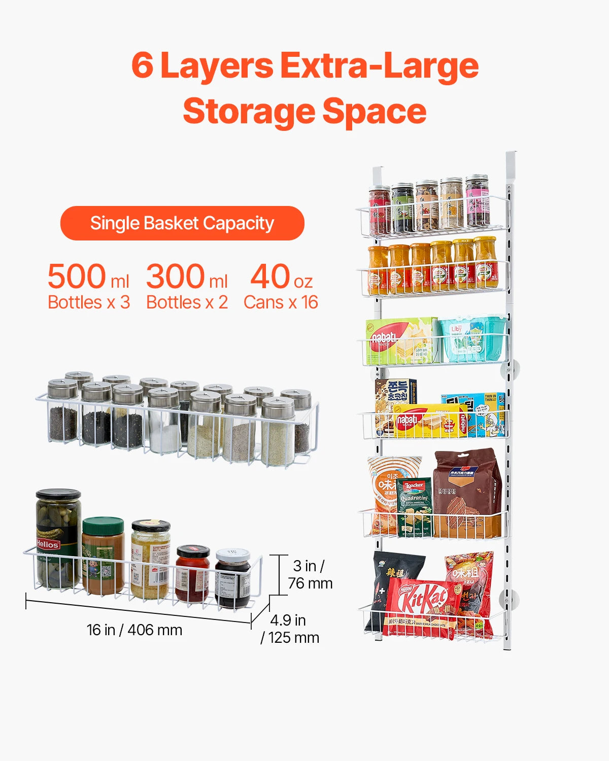 SucceBuy Adjustable Over The Door Pantry Organizer Rack