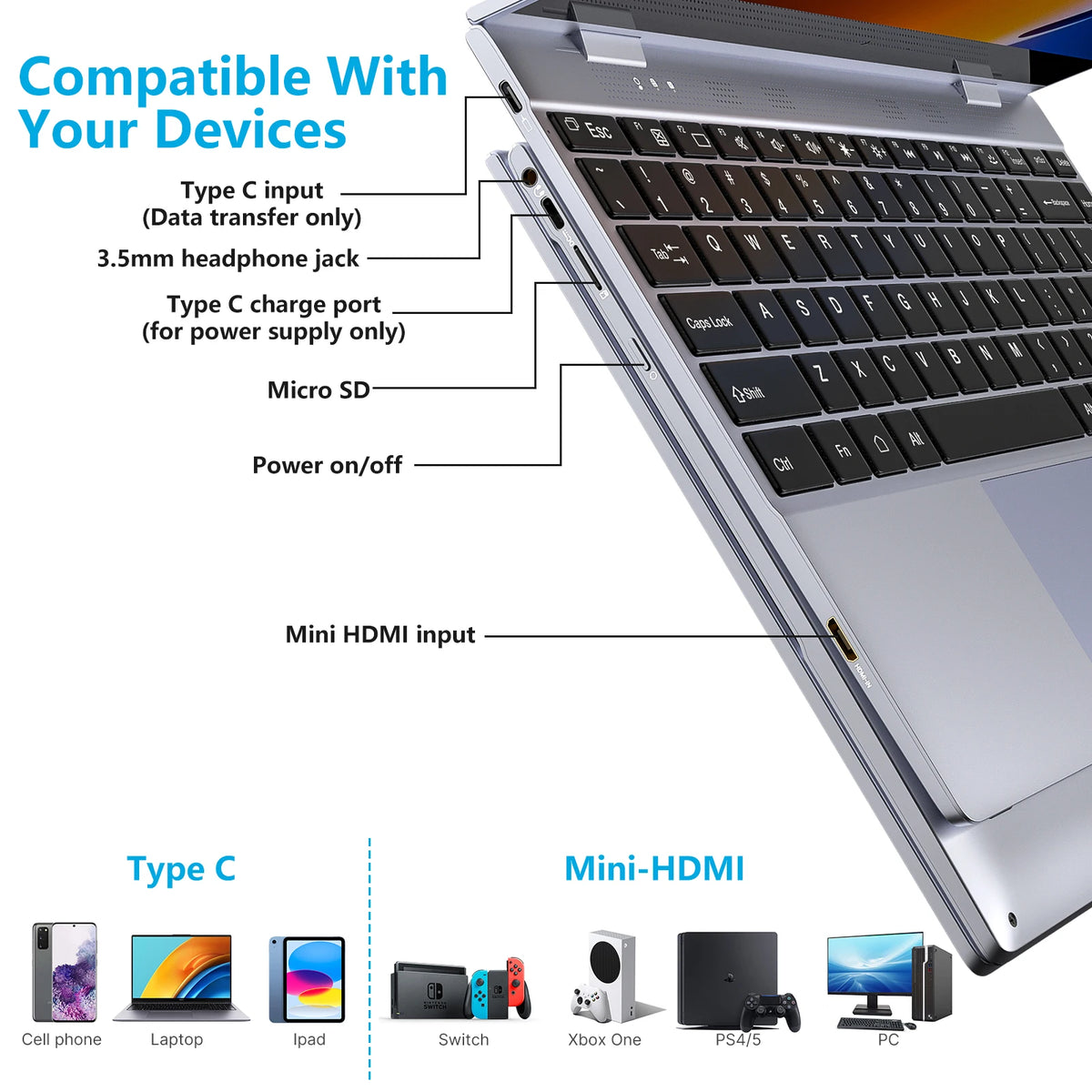Dopesplay Portable Touchscreen Monitor with Keyboard and Battery