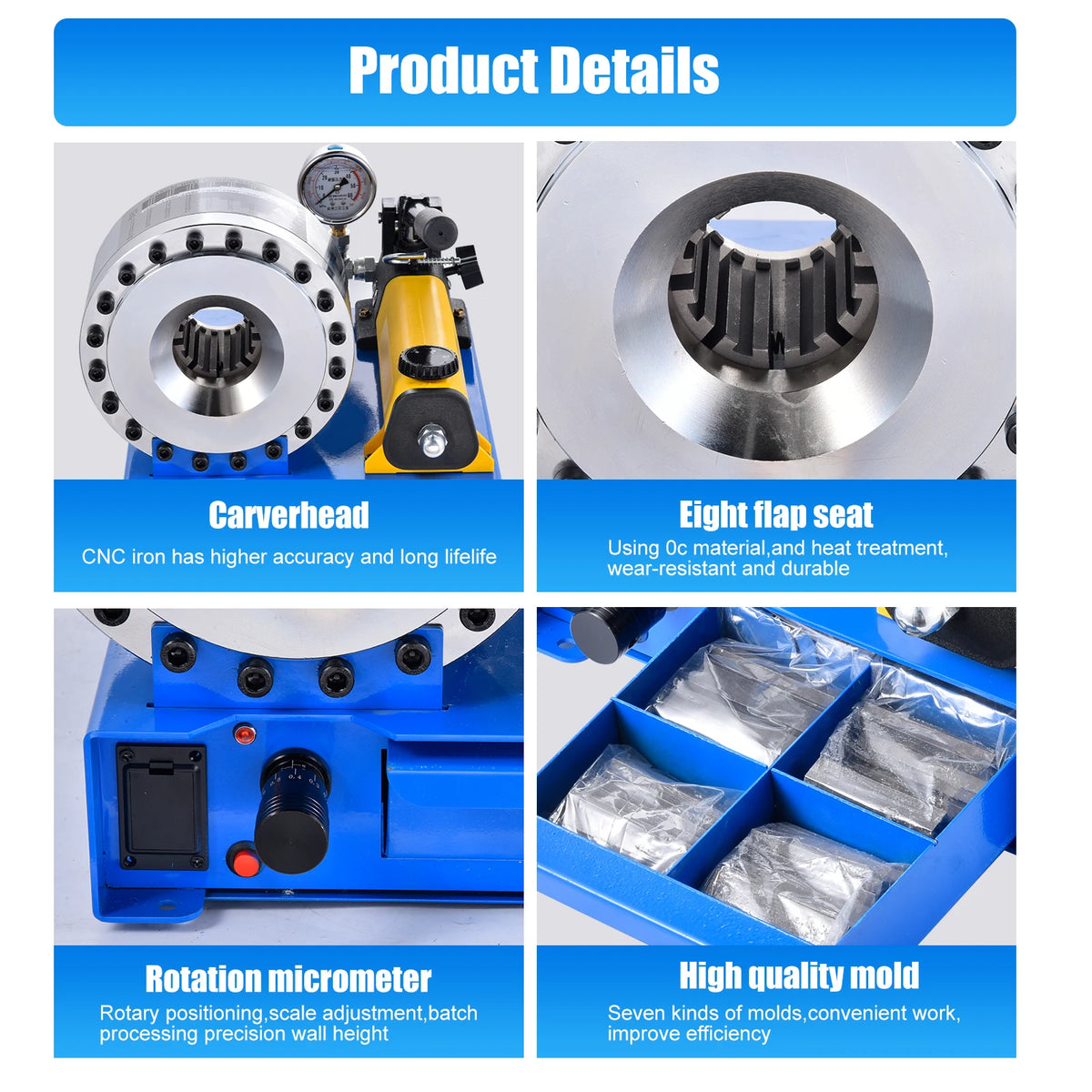 Portable Hydraulic Hose Crimper Tool for Excavators and Agricultural Machinery