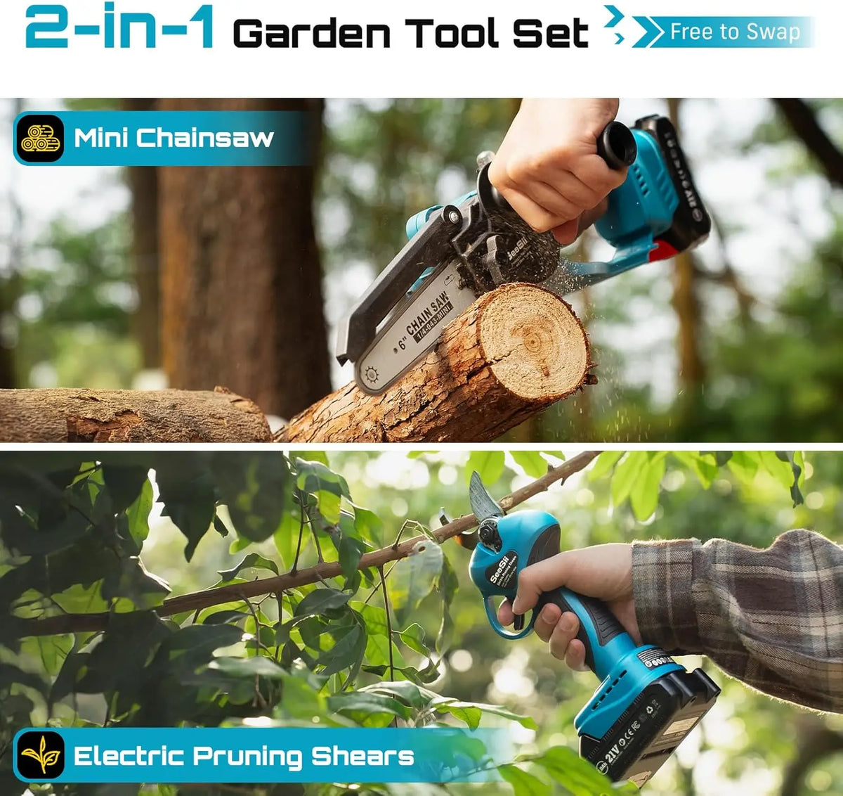 Seesii Brushless Electric Saw And Pruning Shears Cordless Garden Tool