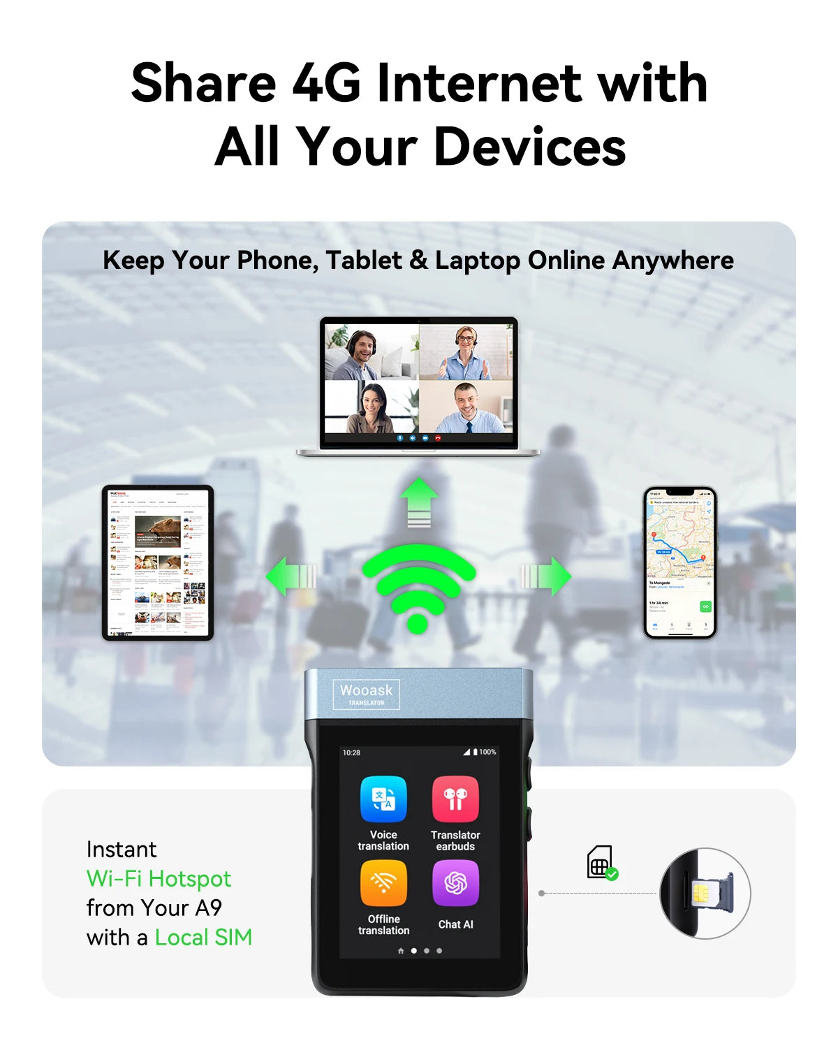 Wooask AI Translator Earbuds For Seamless Real Time Language Translation