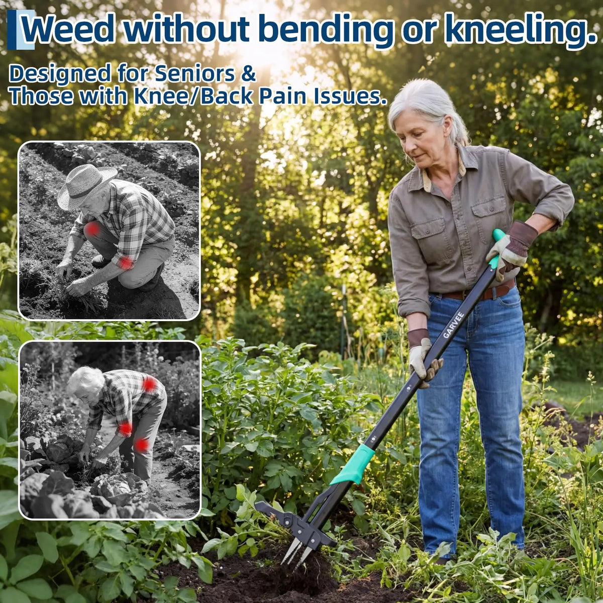Stand Up Weed Puller For Gardens With Long Ergonomic Handle