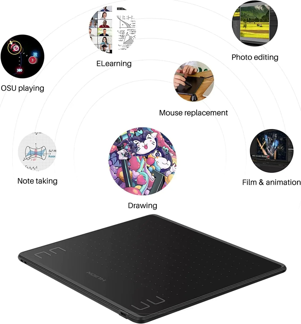 Huion Hs64 Digital Drawing Tablet With Precision Pen