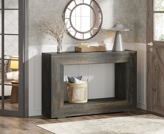 Tribesigns Wooden Farmhouse Console Table With Storage Rack