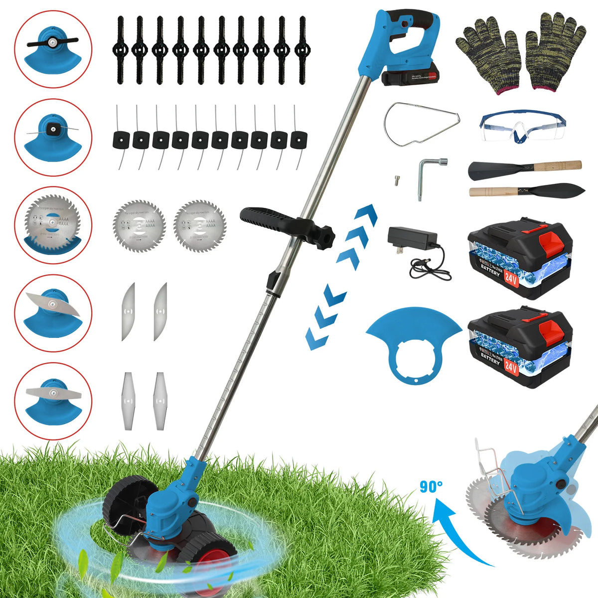 21V Cordless 3In1 Grass Trimmer Lawn Mower Brush Cutter