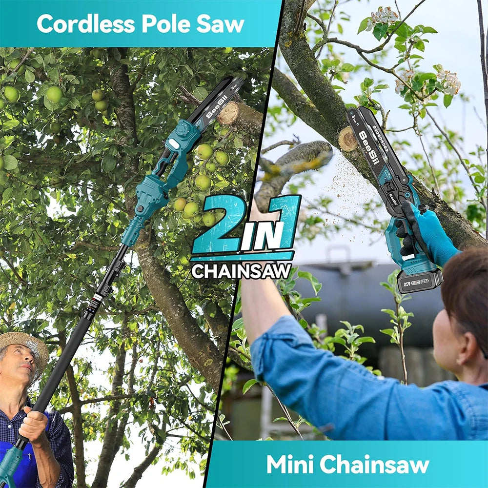 Seesii Professional Cordless Pole Saw With Telescopic Handle
