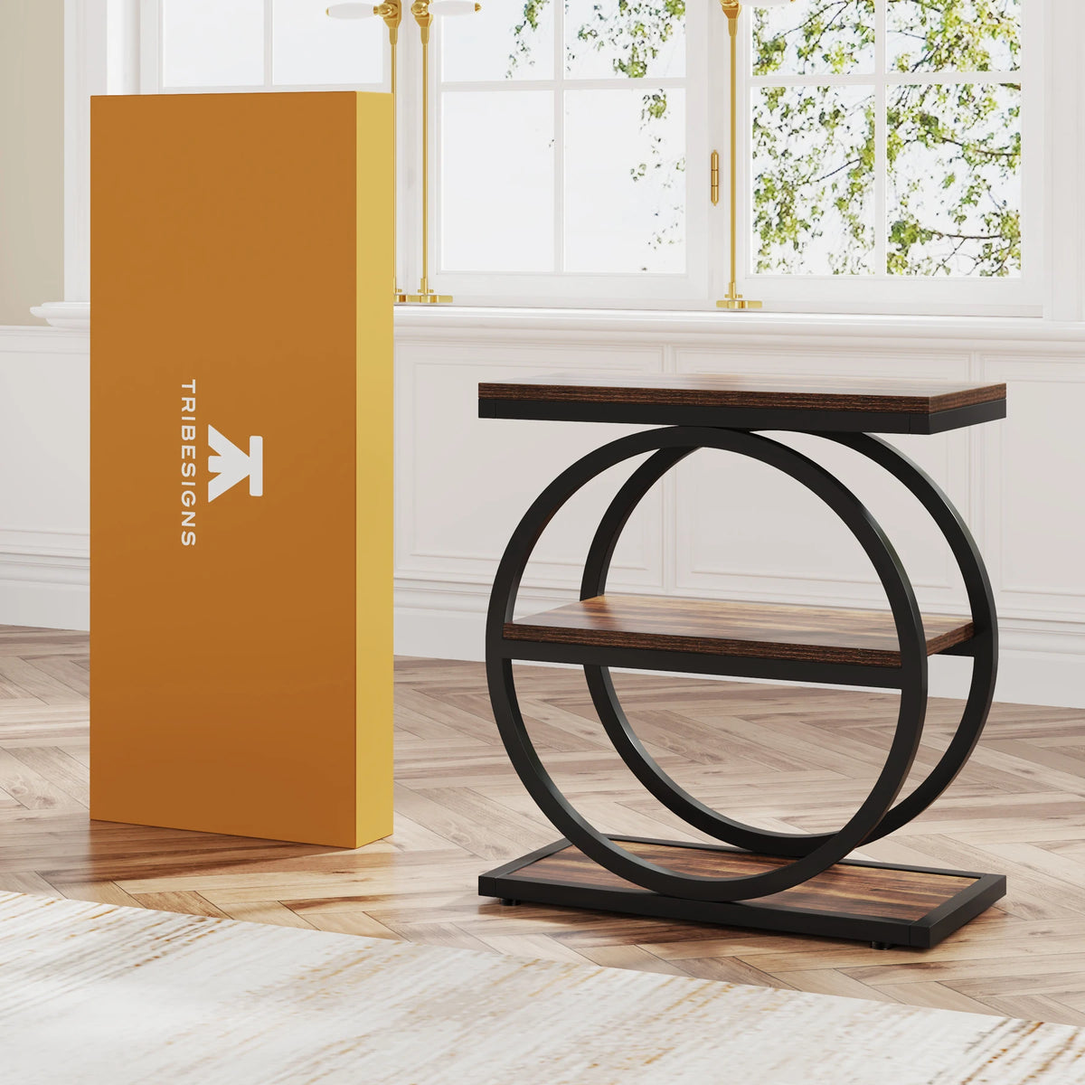 Tribesigns End Table With 3 Storage Shelves