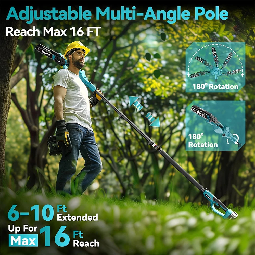 Seesii Professional Cordless Pole Saw With Telescopic Handle