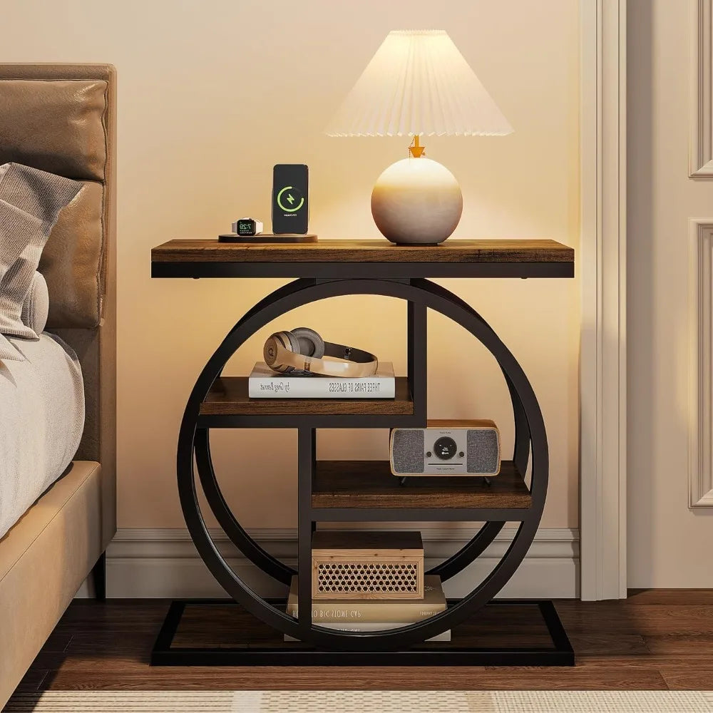 End Table Living Room 4 Tier Narrow Side Table Storage