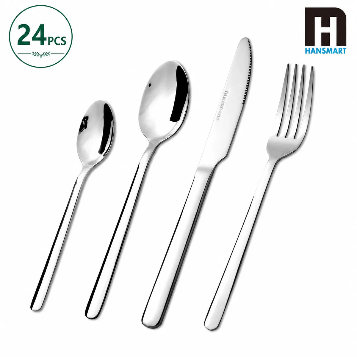 Hansmart 24 Piece Stainless Steel Flatware Set For Dining