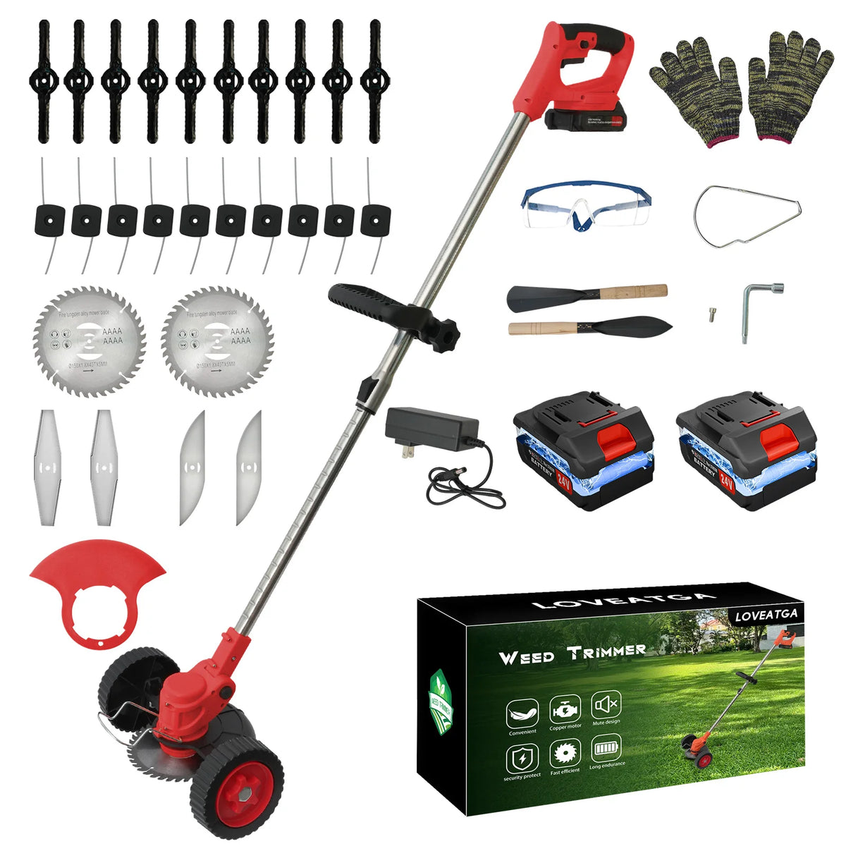 21V Cordless 3In1 Grass Trimmer Lawn Mower Brush Cutter