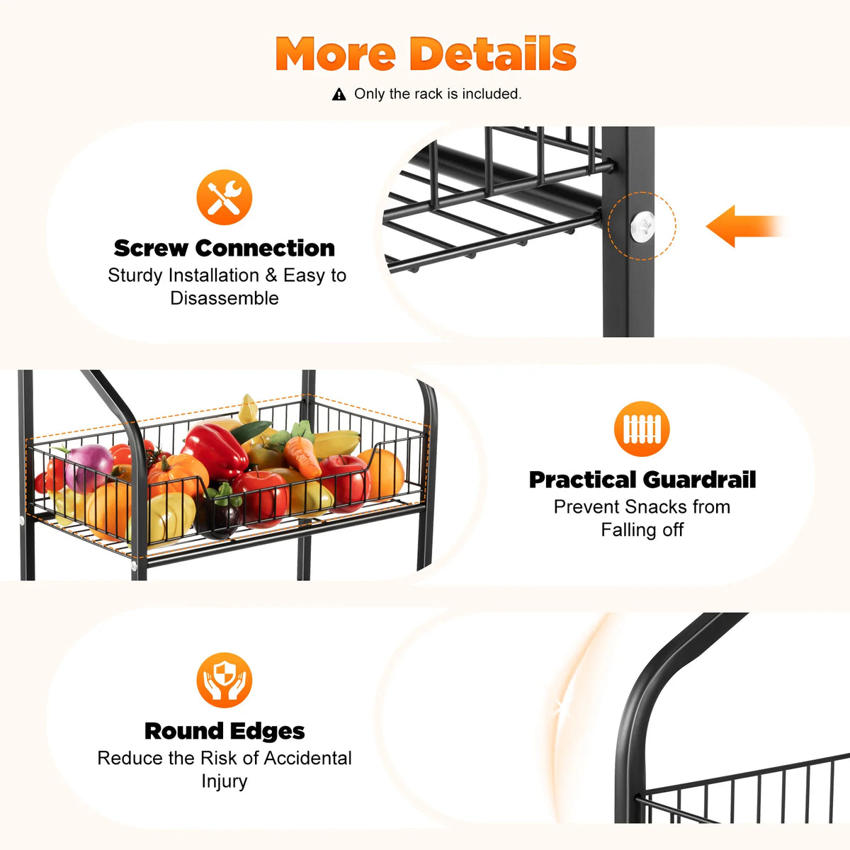 Bymaocar 4 Tier Rolling Metal Display Rack With Basket Storage