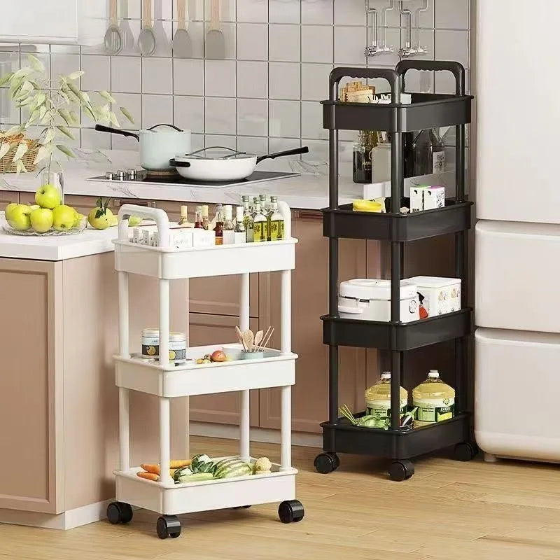 5 Tier Rolling Kitchen Storage Cart With Thickened Plastic Shelves