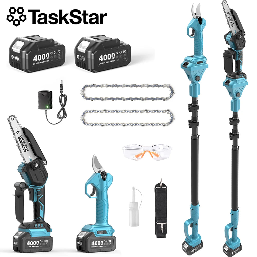 TaskStar Brushless Electric Pole Pruner Garden Cutting Tool Set
