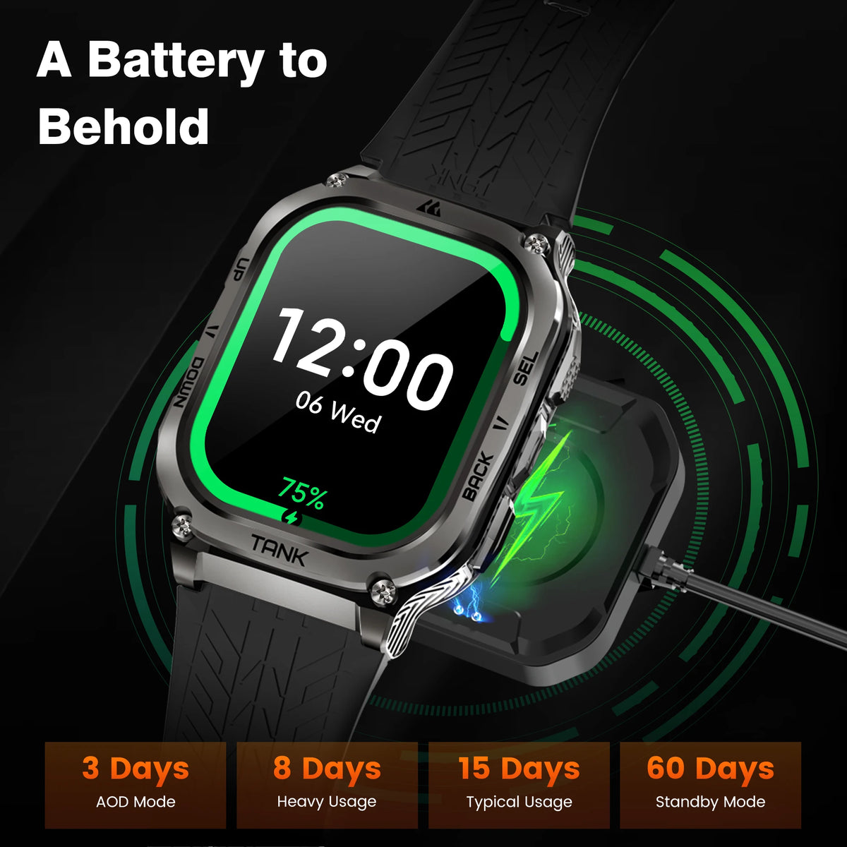 Kospet Tank M3 Smartwatch With Amoled Display And Bluetooth Fitness Tracking