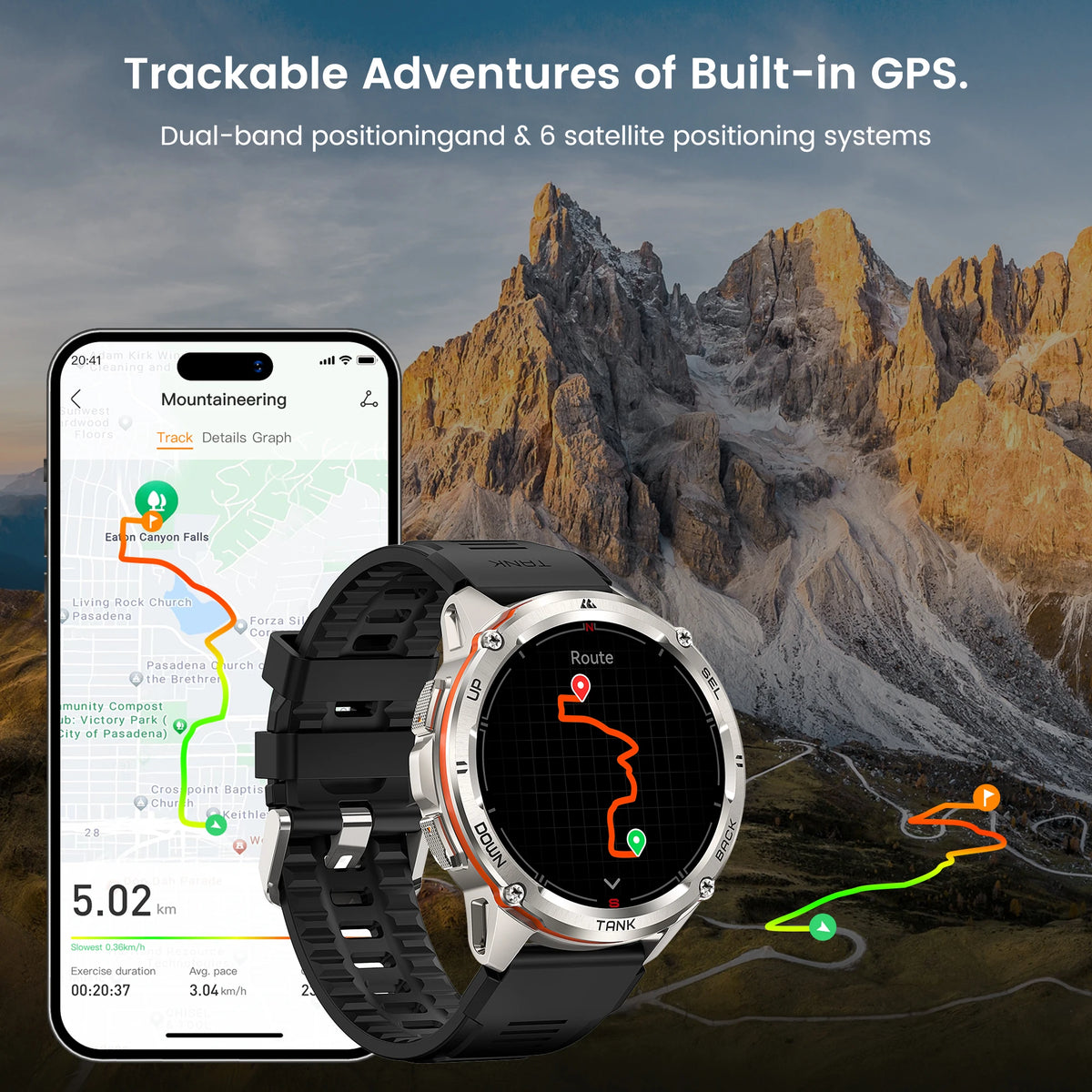 KOSPET TANK T3 Ultra GPS Smartwatch Rugged AMOLED Fitness Watch