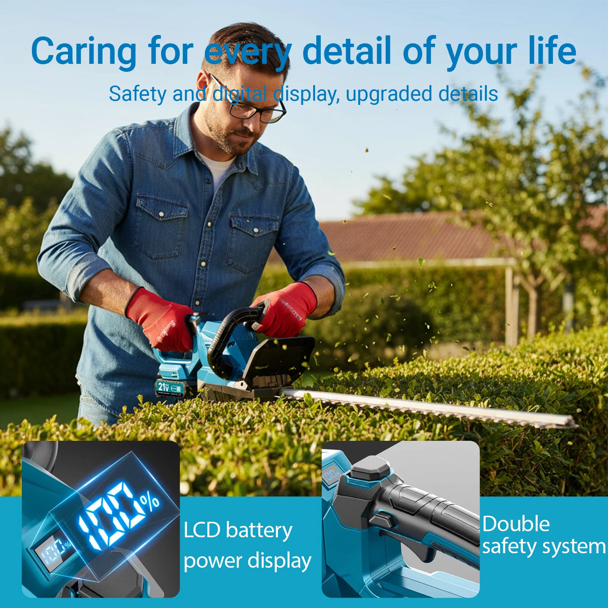 Xysd Cordless Electric Hedge Trimmer With Rotatable Brushless Head