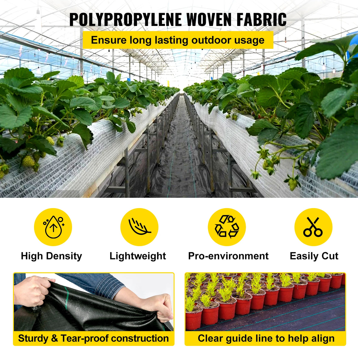 SucceBuy Heavy Duty Woven Landscape Fabric Weed Barrier Ground Cover