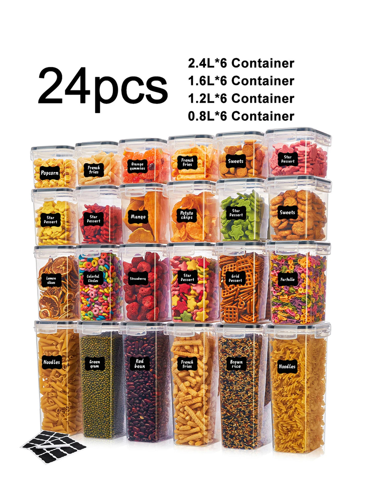Airtight Food Storage Containers With Labels For Kitchen Spices And Grain