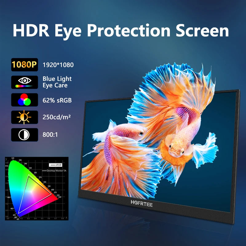 HGFRTEE Portable Monitor For External Laptop Display With Speakers