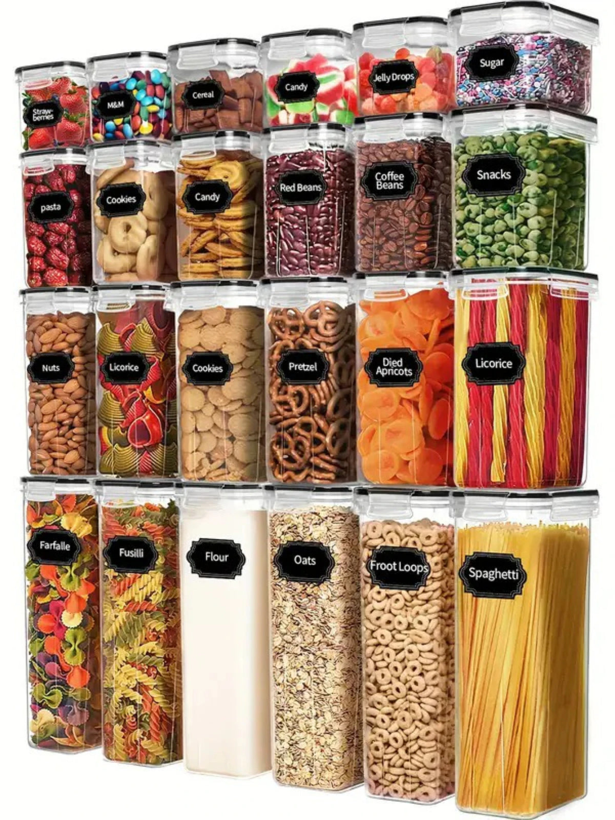 Airtight Food Storage Containers With Labels For Kitchen Spices And Grain