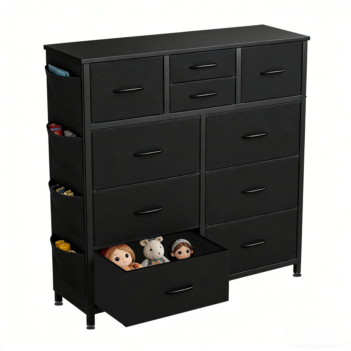 JHK Living Room Cabinet With Ten Fabric Drawers Steel Frame
