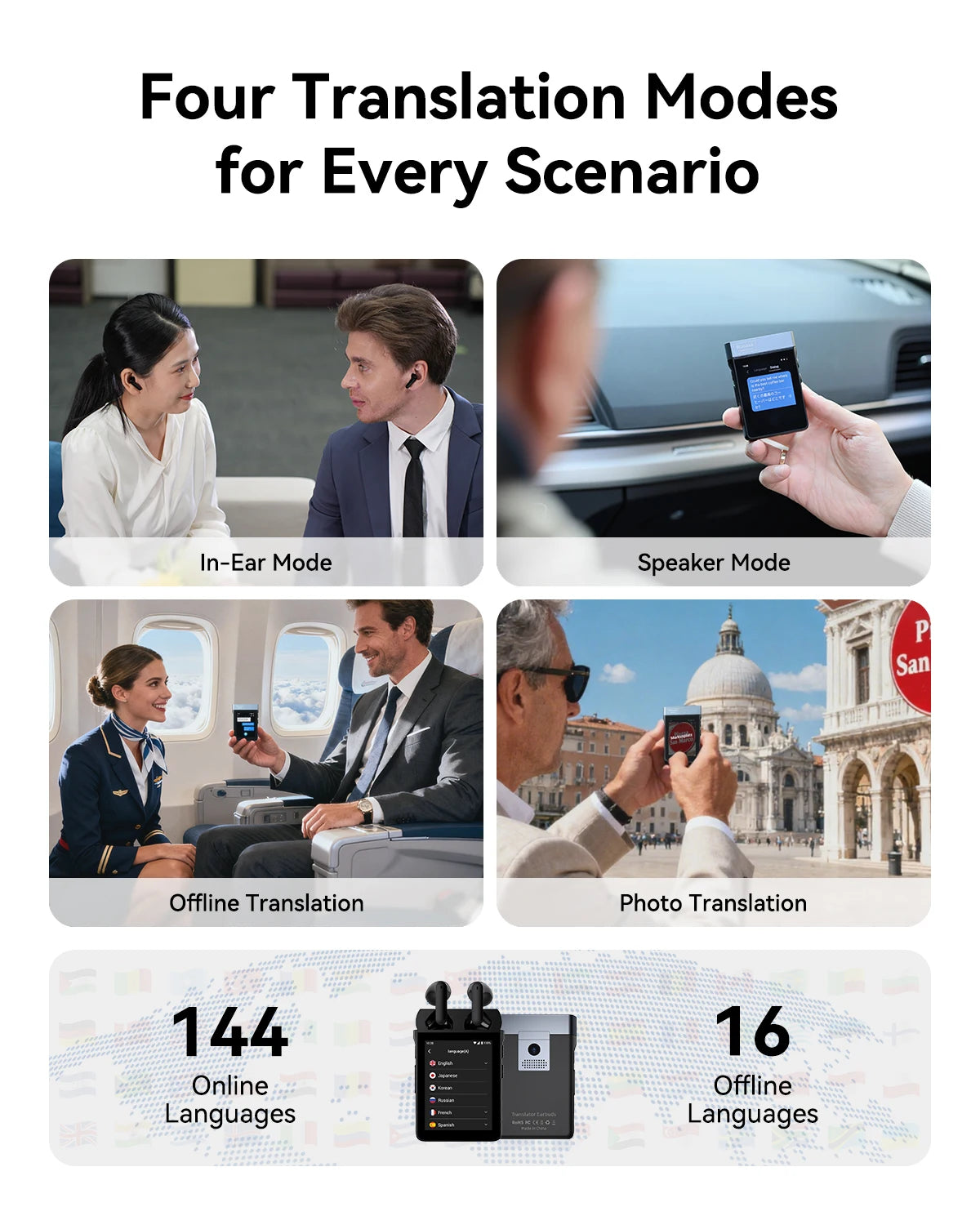 Wooask AI Translator Earbuds For Seamless Real Time Language Translation