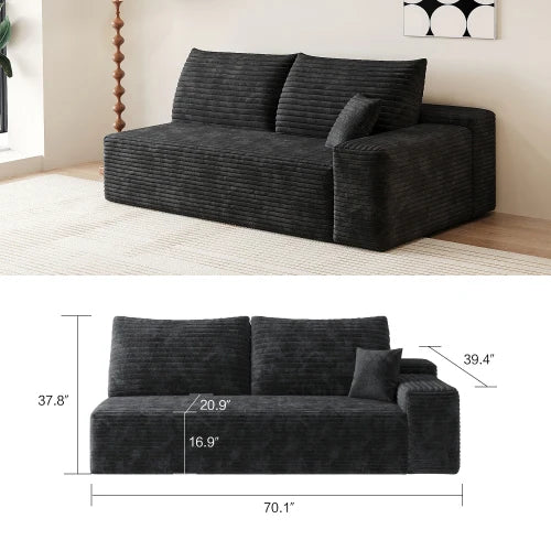 YQXH Cloud-Style Modular Sectional Sofa Corduroy Cover Memory Foam Cushions
