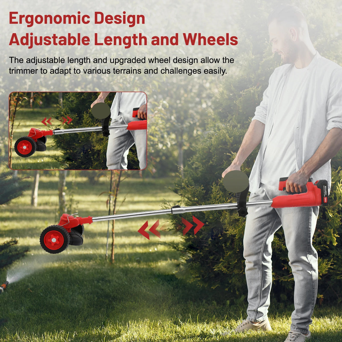 Brushless Cordless 21V Grass Trimmer Lawn Mower Edger With Wheels