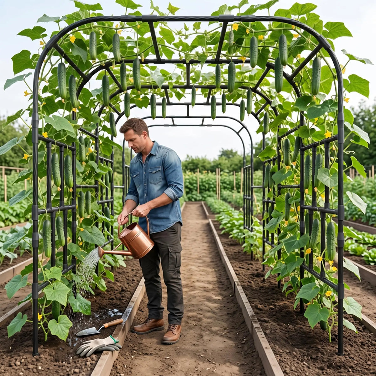 Rust Resistant Metal Garden Arch Trellis for Climbing Plants
