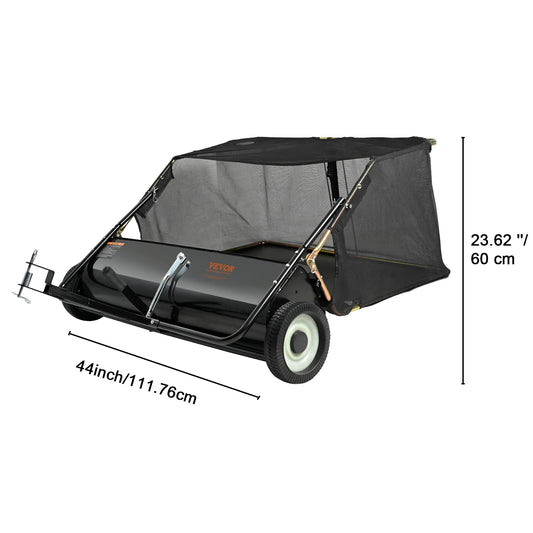 SucceBuy Heavy Duty Tow Behind Lawn Sweeper With Collector Bag